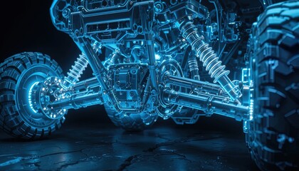 Experience the future with this vibrant, dynamic concept car chassis design, perfect for futuristic tech, automotive innovations, and transportation