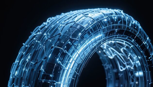 Futuristic glowing network structure with blue lighting for advanced technology concepts or modern digital innovation, perfect for tech startups - Powered by Adobe
