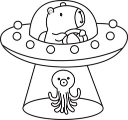 Illustrations of cute capybara character clip art for kids. Capybara with halloween theme 