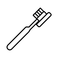 Simple line art illustration of a classic toothbrush with bristles and handle