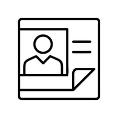 Simple line art icon representing a personal identification document with a user profile