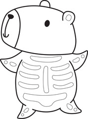Illustrations of cute capybara character clip art for kids. Capybara with halloween theme 