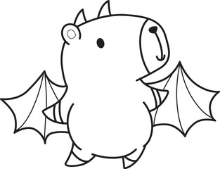 Illustrations of cute capybara character clip art for kids. Capybara with halloween theme 
