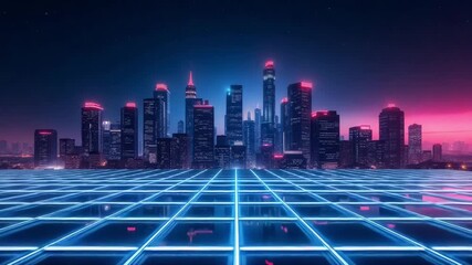 futuristic neon gaming metropolis in cyberworld - Powered by Adobe