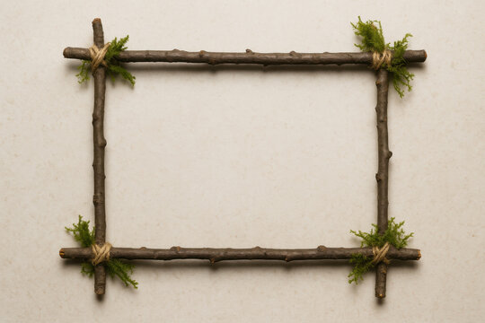 Rustic stick frame forming a natural border