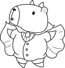 Illustrations of cute capybara character clip art for kids. Capybara with halloween theme 