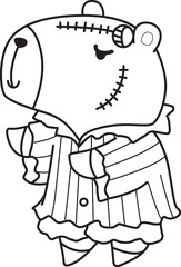 Illustrations of cute capybara character clip art for kids. Capybara with halloween theme 