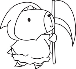 Illustrations of cute capybara character clip art for kids. Capybara with halloween theme 