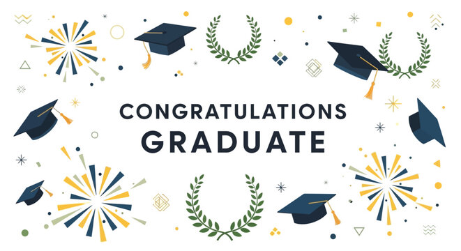 Celebrate academic success with this congratulations graduate design perfect for graduation announcements and party invitations, a festive way to honor graduates - Powered by Adobe