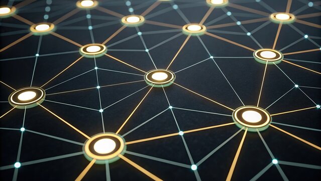 Abstract network connections with glowing nodes and lines