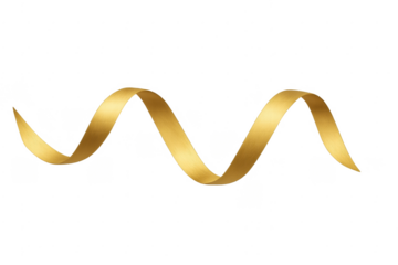 Gold shiny ribbon swirling on transparent background