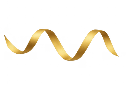 Gold shiny ribbon swirling on transparent background - Powered by Adobe