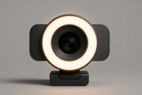Webcam with integrated ring light for live streaming