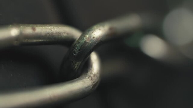 Macro Shot of Metal Chain Link with Scratches