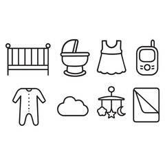 Baby essentials icon set vector
