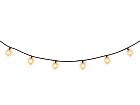 Decorative vector illustration featuring hanging luminous string light bulbs on a bold red background. Ideal for holiday party banners, cards, and promotions.