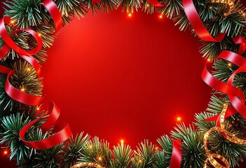 Swirling ribbons & sparkling tinsel elegantly arranged within a round frame, art, abstract