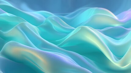 Obraz premium Soft flowing abstract waves of blue and turquoise liquid with shimmering texture.