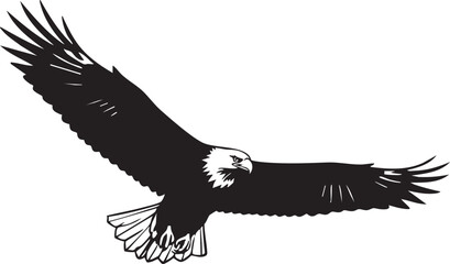 Fototapeta premium eagle icon illustration black silhouttee tatto art mighty wings 