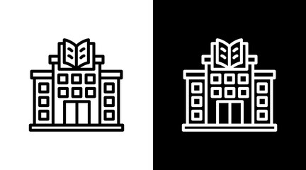 Library  White Icon Set Design
