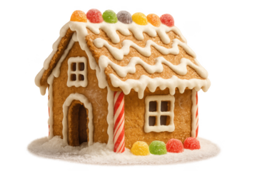 Gingerbread house decorating for Christmas holiday with candy