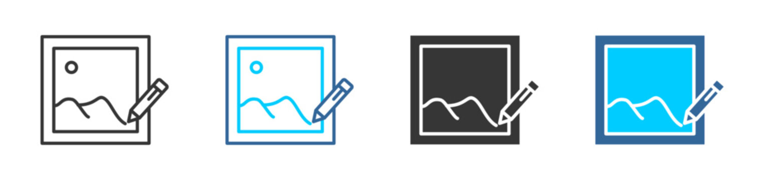 Picture editing icon set multiple style collection	