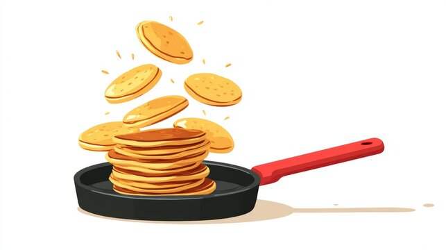 flipping mini pancake illustration
