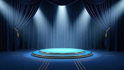 Stage of Dreams: An empty stage is illuminated with spotlights and curtains, evoking a sense of anticipation and the promise of dreams taking center stage.