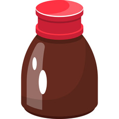 Isometric Illustration of a Brown Bottle with a Red Cap and Transparent Background for Measuring Tape Context