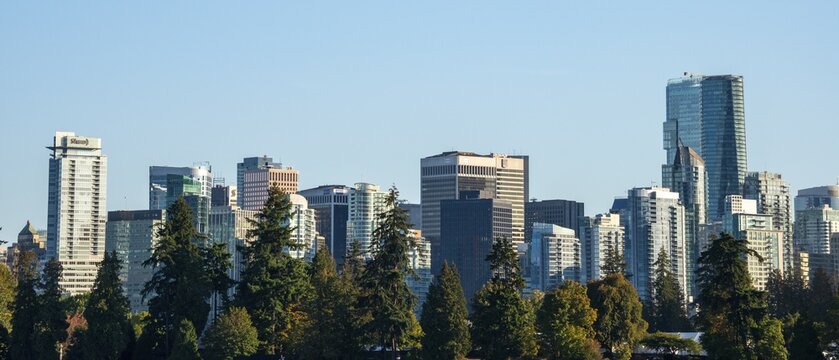 Skyline, city view with skyscrapers, Vancouver, British Columbia, Canada