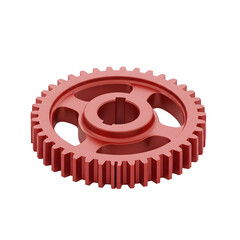 Red Metal Gear Sprocket with Teeth and Hub.