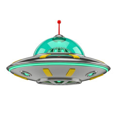 Futuristic Flying Saucer Spaceship with Glowing Lights.