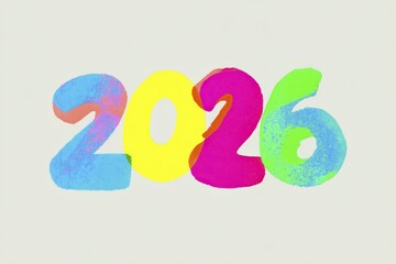 Fototapeta premium Colorful 2026 artwork with vibrant numbers for contemporary design