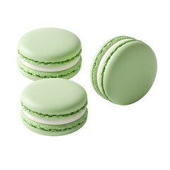 Three Light Green Macarons with White Filling.