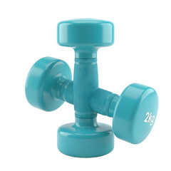 Turquoise Dumbbells for Fitness and Exercise.