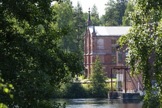 Brick factory building, former paper factory and mill for the production of groundwood pulp board, UNESCO World Heritage Site Verla Factory Village, Maailmanperint&ouml;kohde Verlan puuhiomo ja pahvitehdas, Verla Rapids, Kymenlaakso, near Kouvola, Finland