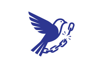 Freedom bird breaking chain Flying dove breaking chains minimalist design