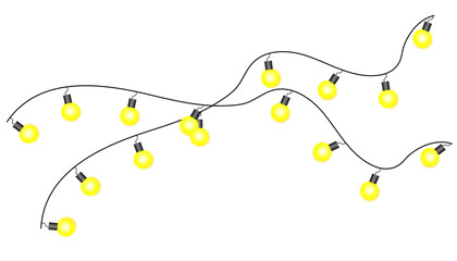 Vector illustration of bright yellow string lights with smooth curves and crisp outlines. Perfect for decorative borders, frames, invitations, banners, and holiday graphics.