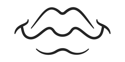 Cartoon groovy mouth black-and-white caricature