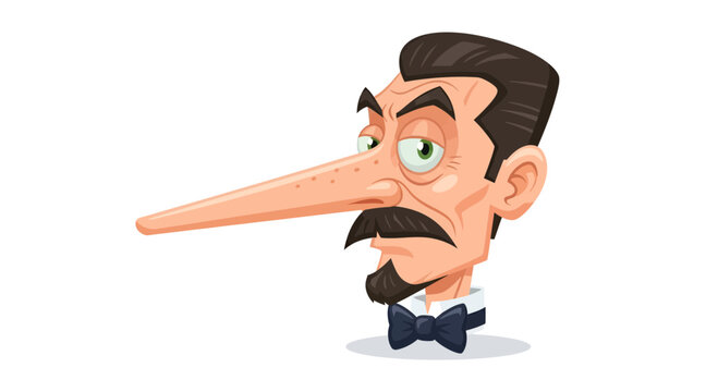 Cartoon character portrait with exaggerated facial features and skeptical expression