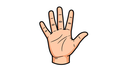 Naklejka premium Cartoon illustration of an open hand with fingers spread representing number five