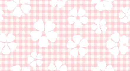 Delicate floral motif on a gingham pattern creating a soothing and inviting backdrop