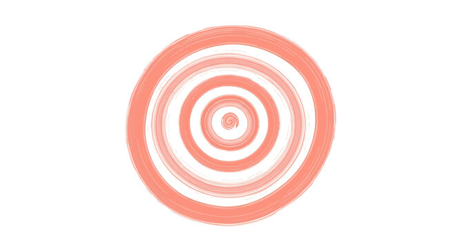Delicate salmon hued concentric watercolor circle on a clean bright white background