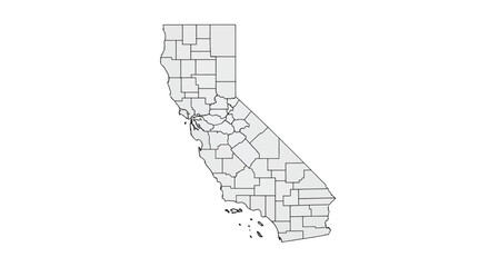 Obraz premium Detailed Political Map of California Showing County Borders and Geographic Territory