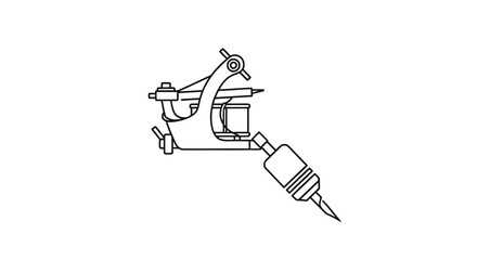 Detailed tattoo machine illustration exhibiting clean line work and design features showing