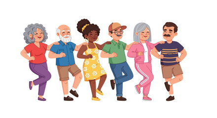 Diverse group of senior citizens having fun dancing together a celebration of joyful aging