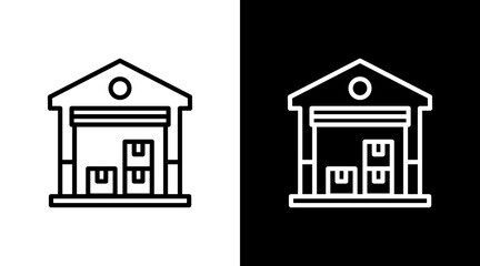 Warehouse Building  White Icon Set Design