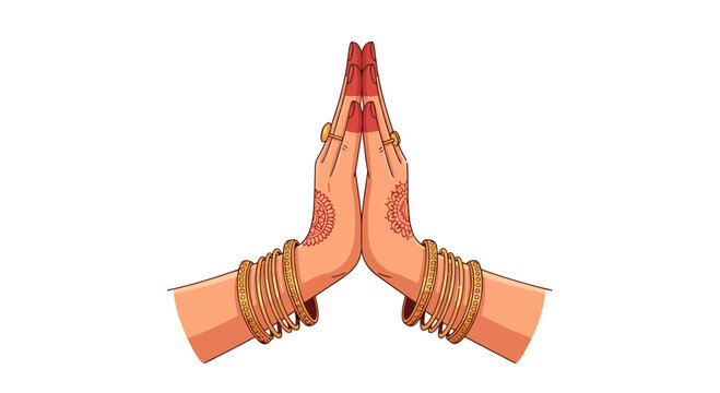 Elegant depiction of hands in a traditional Namaste gesture on a clean background