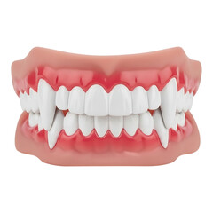 Fototapeta premium Realistic 3d rendering of vampire fangs set in human gums isolated on transparent background