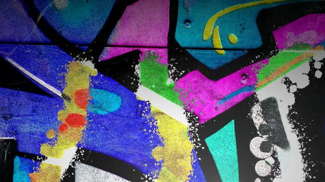 dynamic urban graffiti highlighting vivid colors and textured surfaces